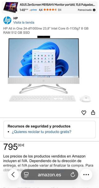 Ordenador HP Plata/Blanco