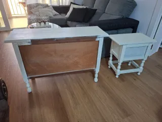 Cómoda y Mesita Vintage Madera Blanca