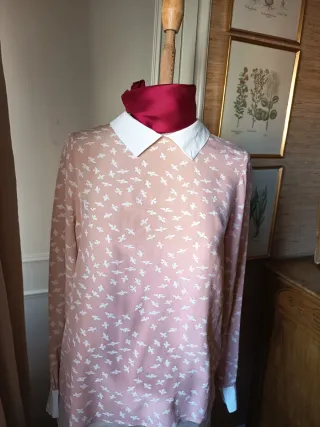 Camisa rosa seda natural