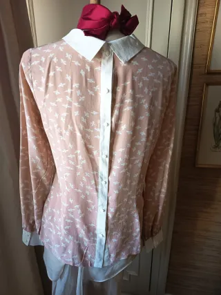 Camisa rosa seda natural