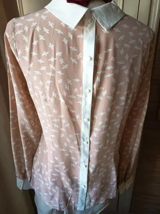Camisa rosa seda natural