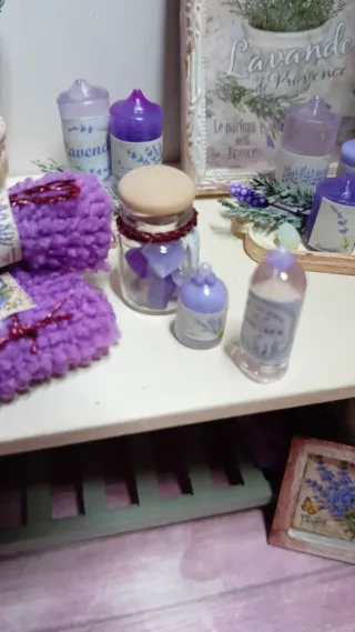 Set bagno casa delle bambole lavanda