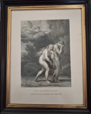 Litografías Siglo XIX Adán y Eva