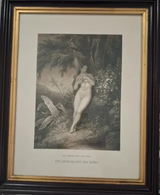 Litografías Siglo XIX Adán y Eva