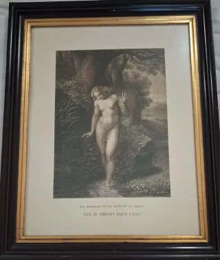 Litografías Siglo XIX Adán y Eva