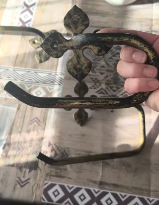 Juego apliques toallero rústico metal