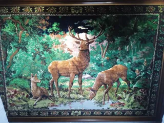 Tapiz Ciervos Bebiendo Bosque Tela