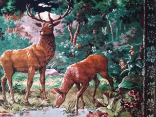 Tapiz Ciervos Bebiendo Bosque Tela