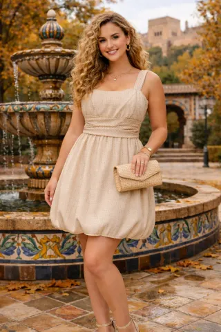 Vestido de tirantes con bajo burbuja Amitié