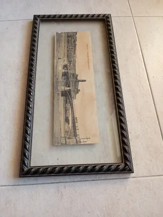 Postal antigua panorámica Lérida/Lleida enmarcada