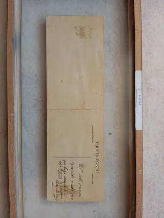 Postal antigua panorámica Lérida/Lleida enmarcada