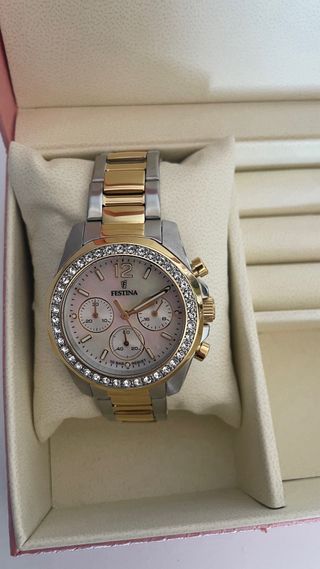Reloj Festina Mujer Original Dorado y Plateado