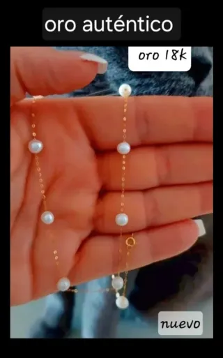 Collar oro 18k y perlas auténticas