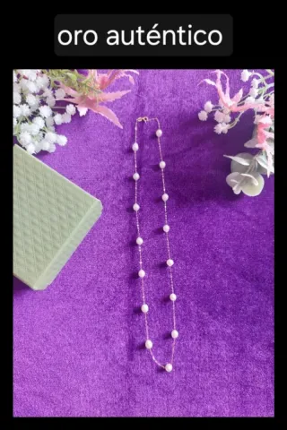 Collar oro 18k y perlas auténticas