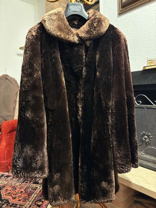 Pelliccia vintage in vero pelo di marmotta marrone