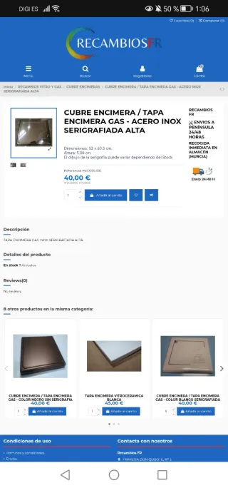 CUBRE PLACA VITROCERÁMICA/INDUCCIÓN - GAS/BUTANO