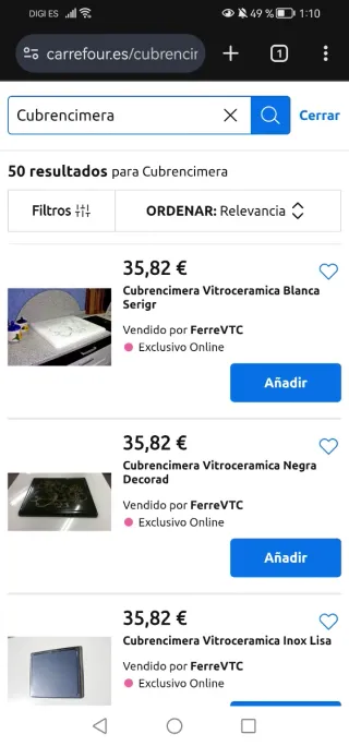 CUBRE PLACA VITROCERÁMICA/INDUCCIÓN - GAS/BUTANO