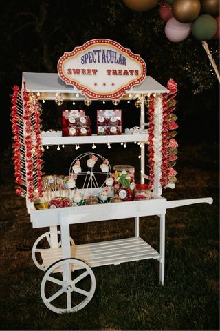 Carrito Candy Bar Blanco para Eventos