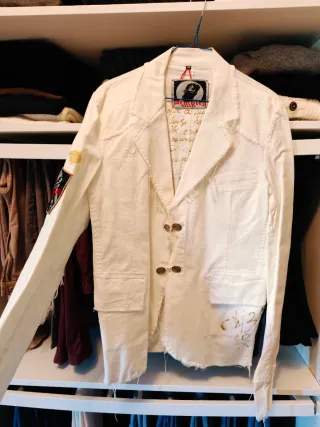 Giacca bianca uomo tessuto