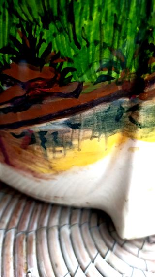 Filtro de agua cerámico antiguo pintado a mano