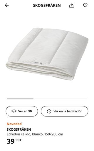 Edredón cálido blanco Ikea 150x200