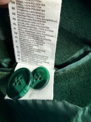 Americana verde algodón hombre