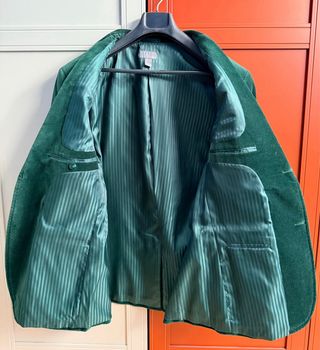 Americana verde algodón hombre