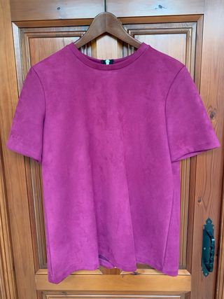 Top/camiseta de serraje morado
