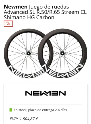 Ruedas Newmen R50-65 Carbono Nuevas