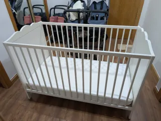 Cuna Ikea Smagora Blanca 60x120 + Colchón + funda