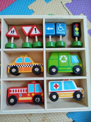 Set Juguettos Coches Madera Educación Vial