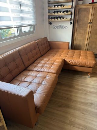 Sofá chaise longue de piel - como nuevo