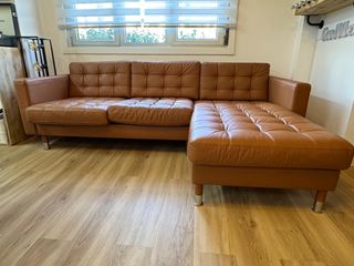 Sofá chaise longue de piel - como nuevo