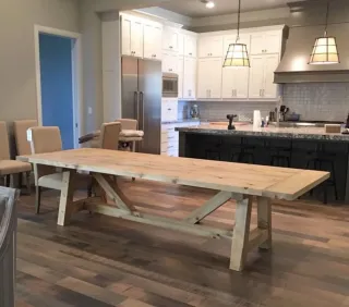 Mesa rústica madera maciza vigas