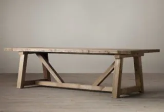 Mesa rústica madera maciza vigas