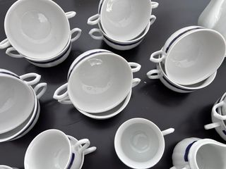 Juego de café porcelana azul y blanco de bohemia