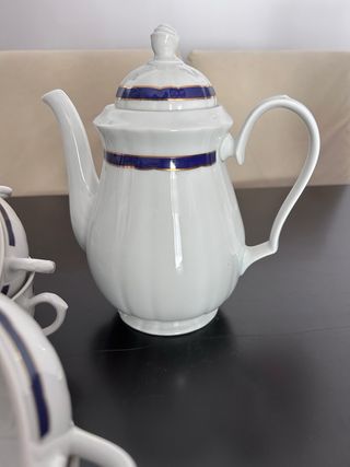 Juego de café porcelana azul y blanco de bohemia