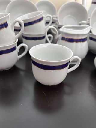 Juego de café porcelana azul y blanco de bohemia