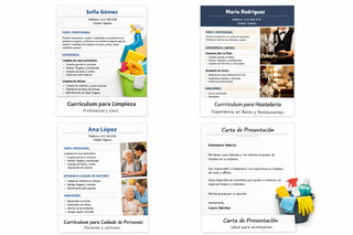 CV + Carta para limpieza, hostelería y cuidado