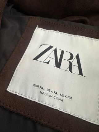 Abrigo acolchado Zara marrón chocolate XL
