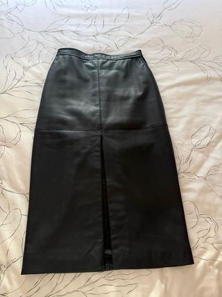 Falda Zara Larga Piel XS con abertura y bolsillos