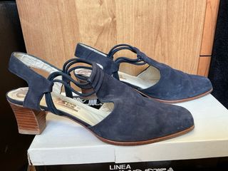 Zapatos destalonados piel azul T40