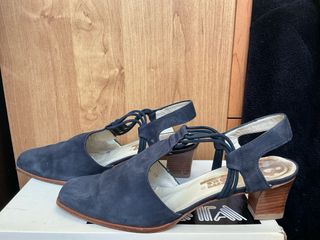 Zapatos destalonados piel azul T40