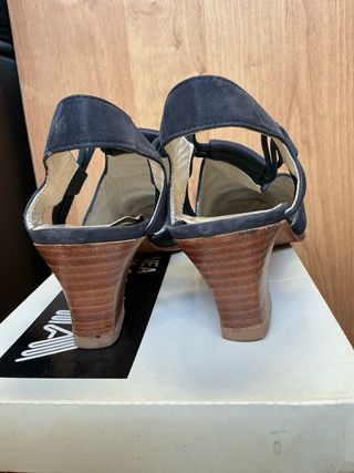 Zapatos destalonados piel azul T40