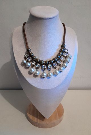 Collana vintage perle e strass girocollo