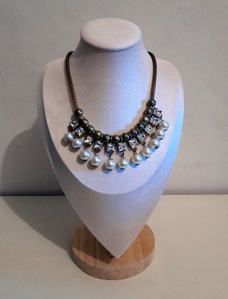 Collana vintage perle e strass girocollo