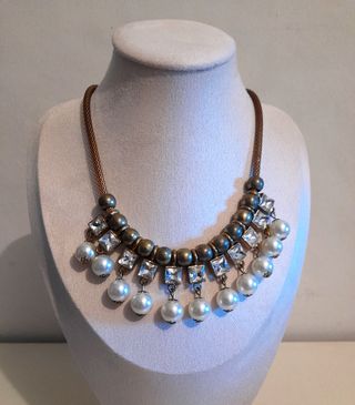 Collana vintage perle e strass girocollo