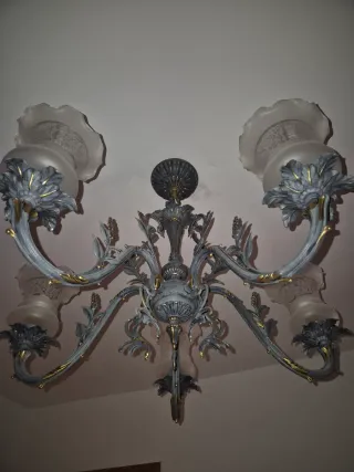 Lámpara techo vintage bronce con tulipas decristal