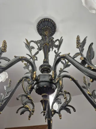 Lámpara techo vintage bronce con tulipas decristal