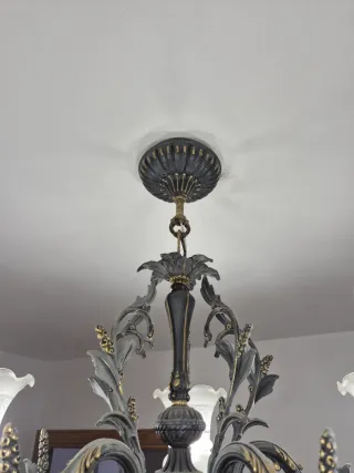 Lámpara techo vintage bronce con tulipas decristal